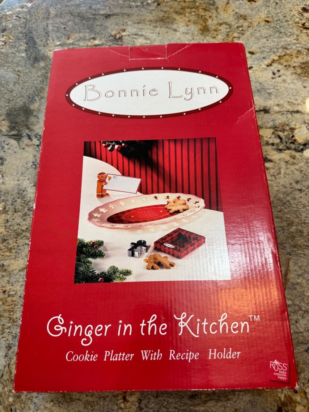 Ginger in the Kitchen Red Cookie Platter with Recipe Holder by Bonnie Lynn